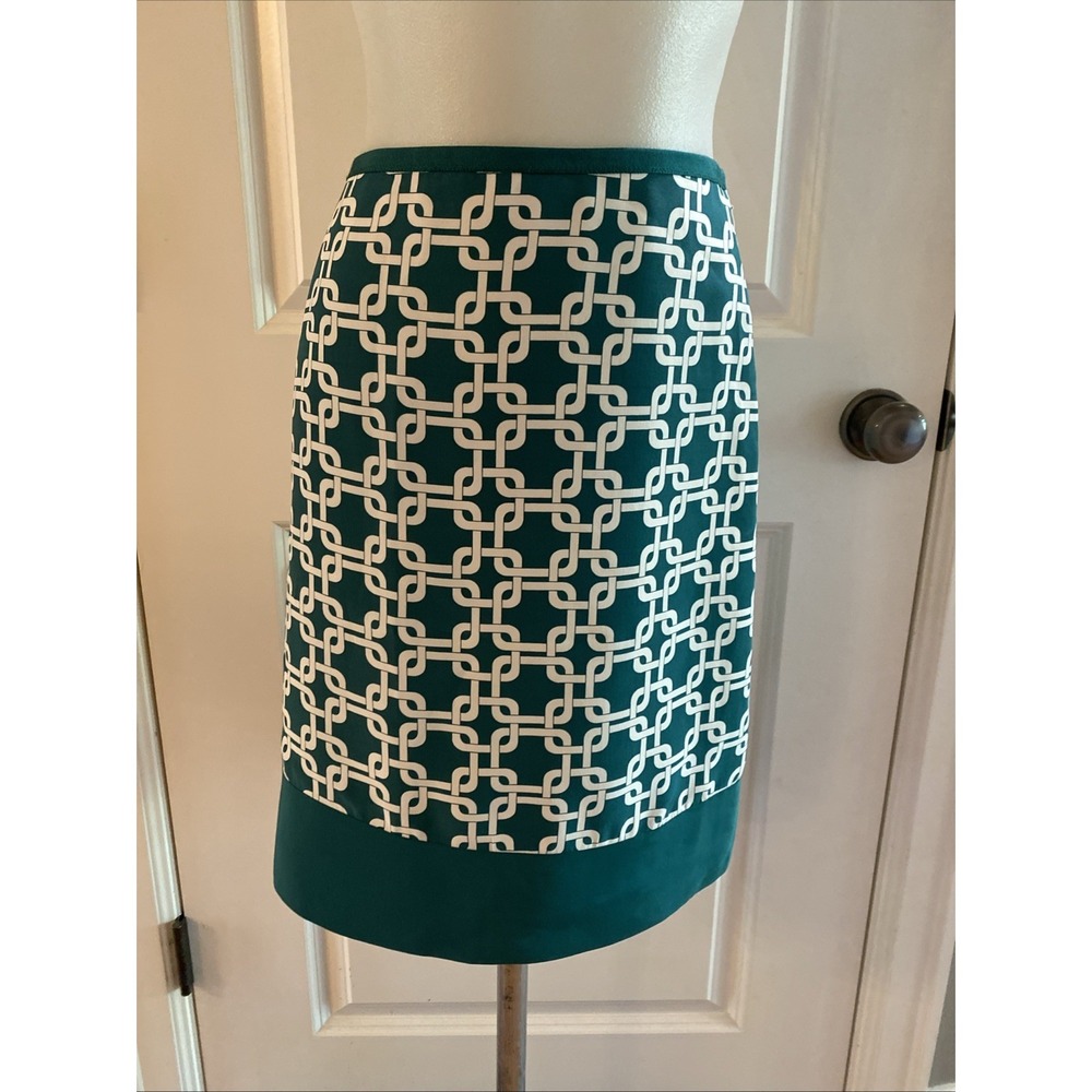 Banana Republic‎ Green 100% Silk Short Lined Geometric Skirt New With Tags- 10